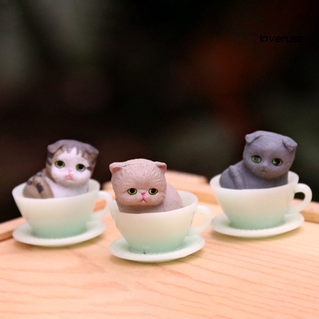 Bộ 8 Tượng Mèo Mini Bằng Nhựa Dùng Trang Trí Bánh Kem Dễ Thương