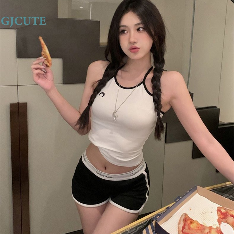 Áo Croptop Hai Dây Dáng Ôm Co Giãn Gợi Cảm Dễ Thương Cho Bạn Gái