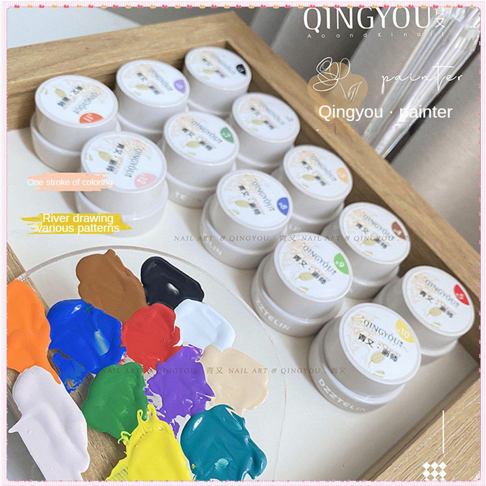 Qingyou Painter Series Rửa miễn phí Sơn màu Sơn móng tay Gel Độ bão hòa cao Đóng hộp LED UV trị liệu bằng ánh sáng Keo dán móng nghệ thuật cho cửa hàng làm móng 8ml TOGO