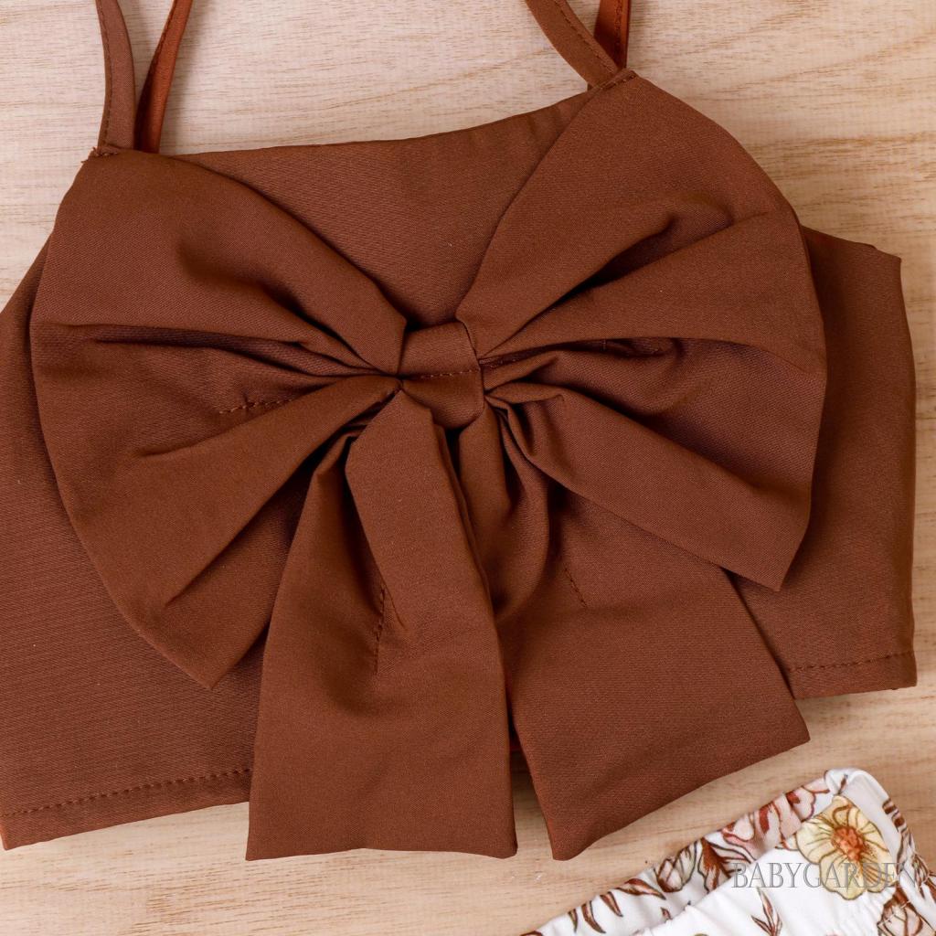 Set Đồ Mùa Hè Gồm Áo Hai Dây In Họa Tiết Hoa + Quần Dài + Áo Hai Dây Thắt Nơ Xinh Xắn Cho Bé Gái / 4-7 Tuổi