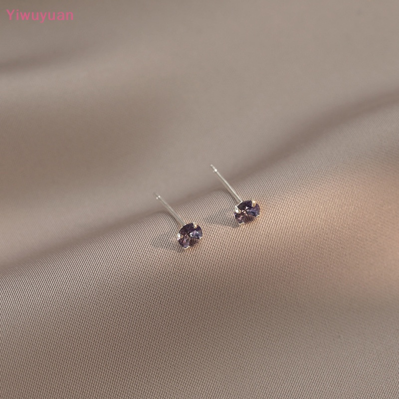 Khuyên Tai Tròn Mạ Bạc 925 Đính Đá Zircon Phong Cách Cổ Điển Mới