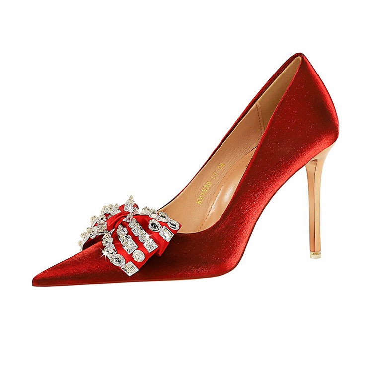 Giày cao gót BIGTREE 10.5cm mũi nhọn đính đá thời trang dành cho nữ