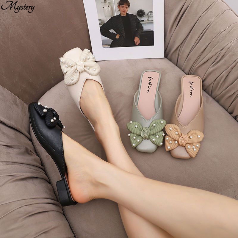 Xăng đan Đế Bằng Đính Nơ Ngọt Ngào Dễ Thương
