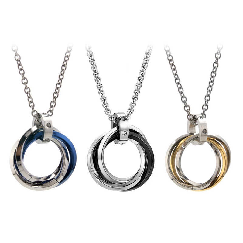 Ygt Vòng cổ Mặt Hình Chiếc Nhẫn Bằng Thép Không Gỉ Phong Cách Retro Cá Tính Cho Nam