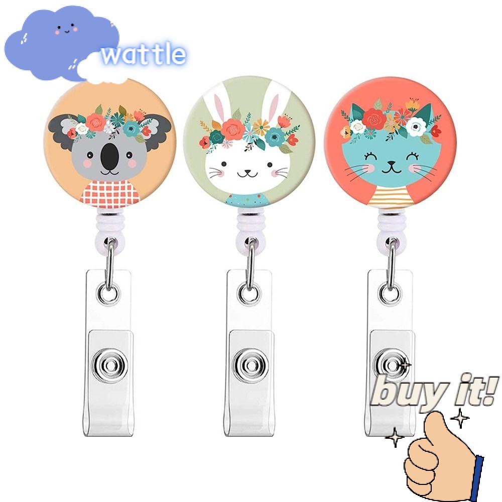 WATTLE Set 3 Móc Khóa Có Thể Thu Gọn Bằng ABS Hình Thỏ / Mèo / Mèo Siêu Bền Cho Văn Phòng
