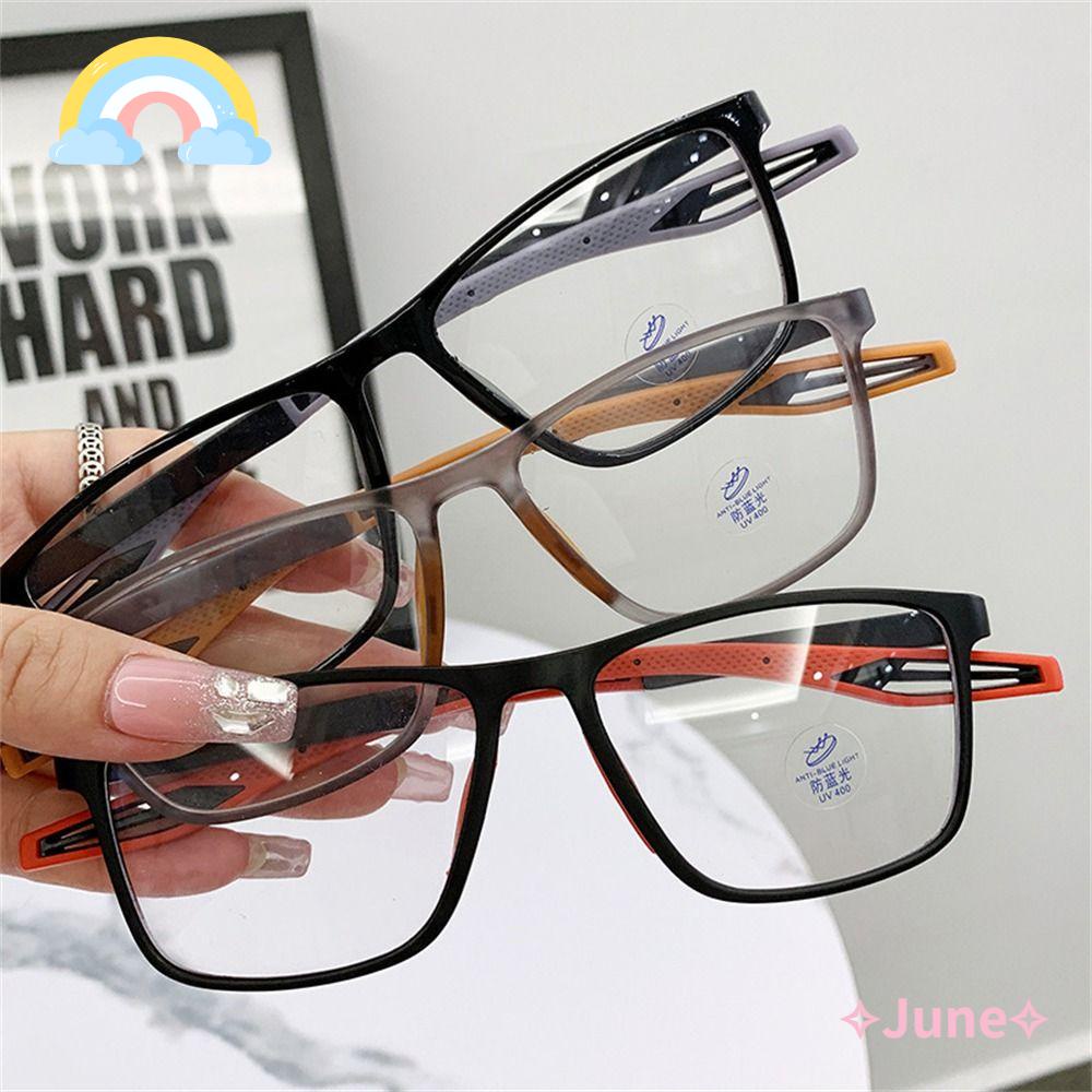 JUNE Mắt Kính Chống Tia Sáng Xanh Gọng Lớn Bằng Silica Gel Cổ Điển Cho Nữ