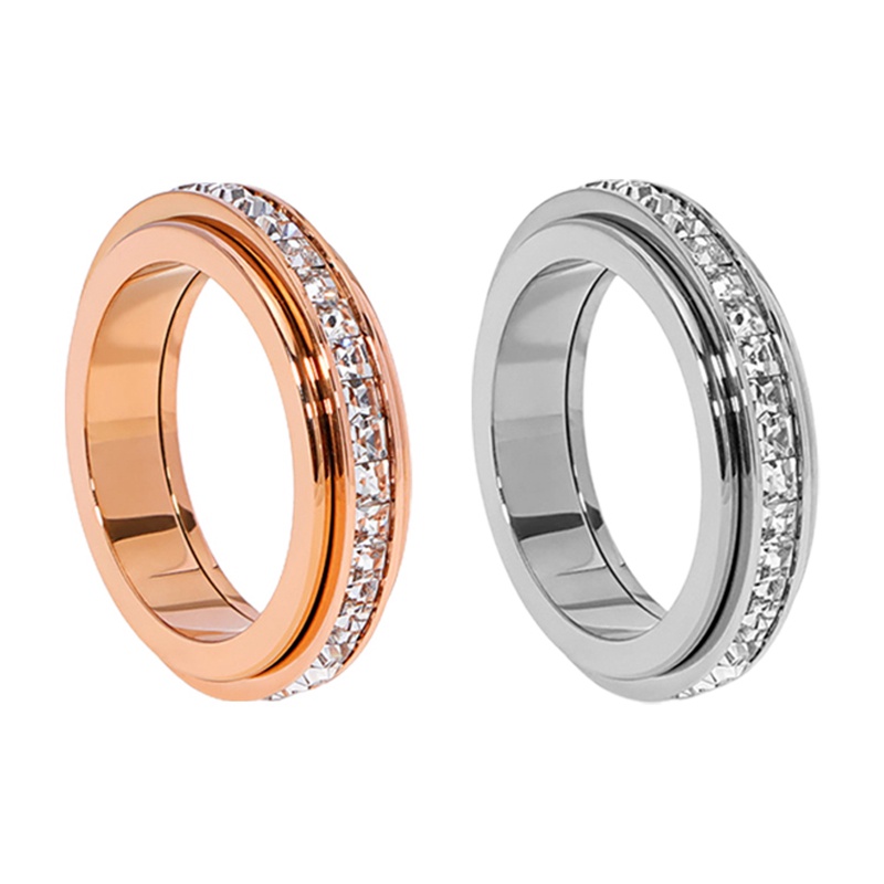 Ygt Nhẫn Đeo Tay Bằng Thép Titan Đính Đá Zirconia Giải Tỏa Căng Thẳng Cho Nữ