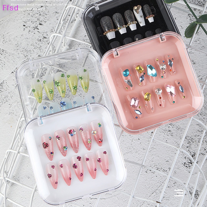 {Ffsd} Hộp Nhựa Trong Suốt Đựng Móng Tay Giả Dạng Nhấn Đựng Trưng Bày DIY * Bán Chạy