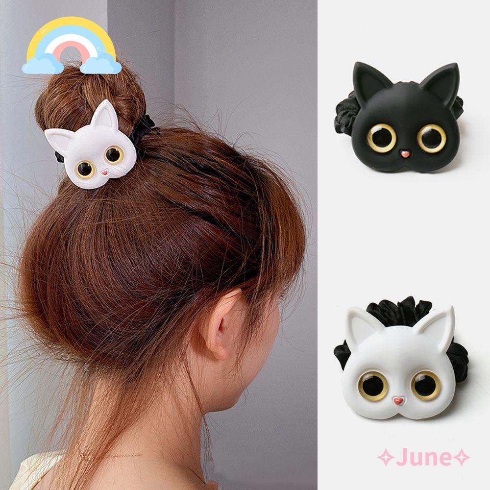 JUNE Dây Buộc Tóc Cao Su Hình Mèo Thời Trang