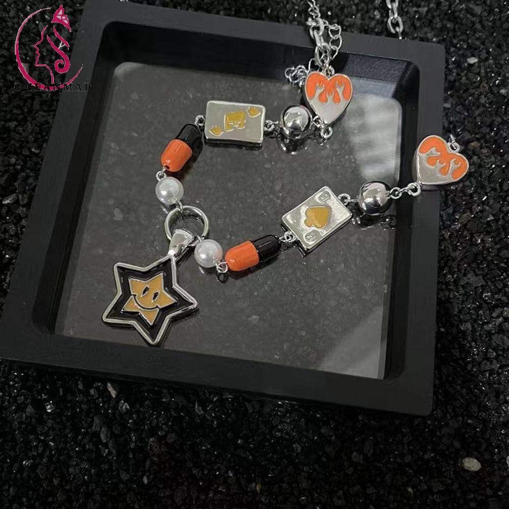 OCEANMAP Vòng cổ Hợp Kim Mặt Hình Viên Thuốc Phong Cách Hip Hop Cá Tính Cho Nam