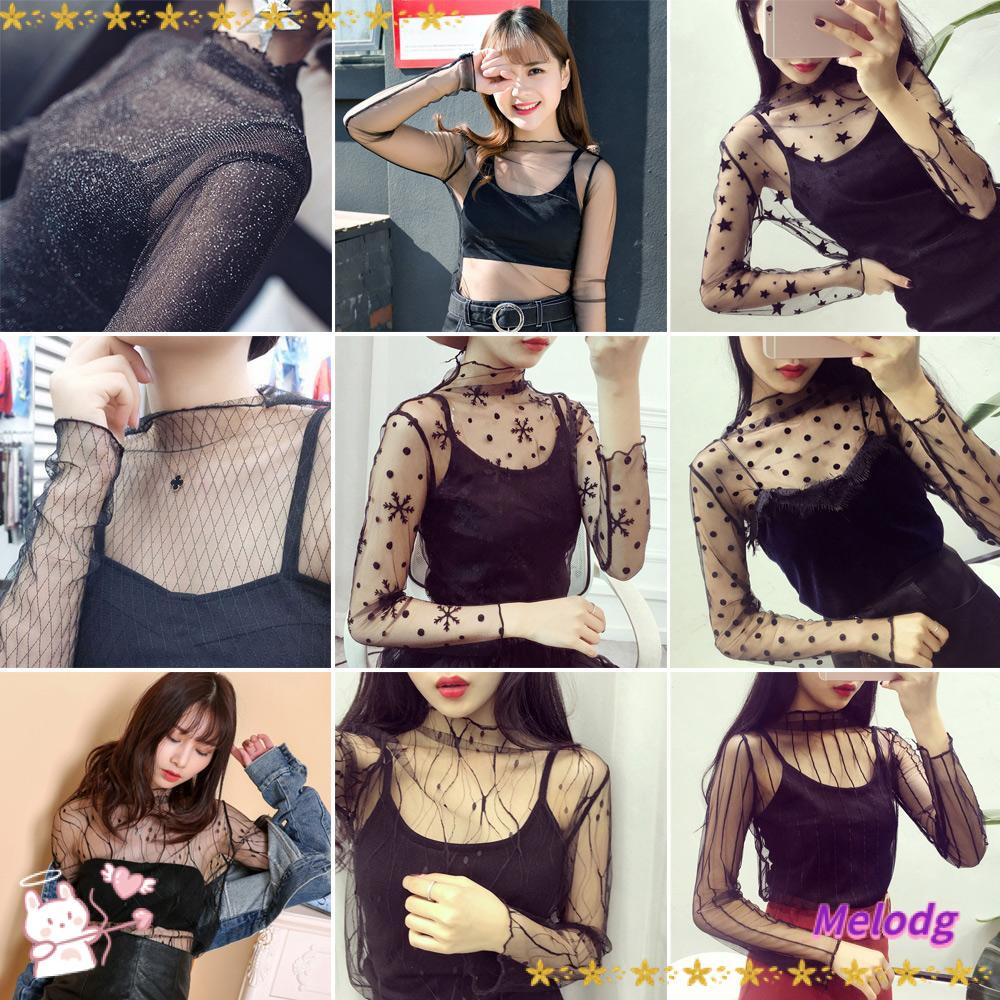 MELODG Áo Lưới Không Đường May Thanh Lịch Hợp Thời Trang