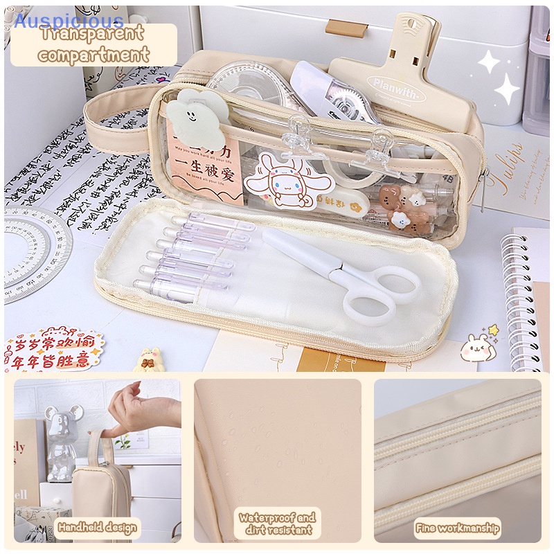 Túi Đựng Bút Bằng Vải Canvas Hai Mặt Màu Sắc Macaron Xinh Xắn