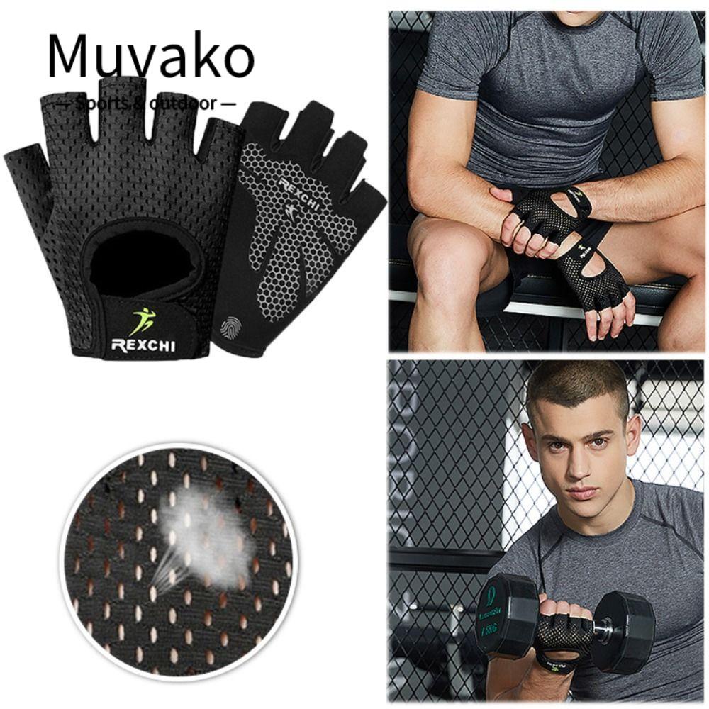 MUVAKO Găng Tay Hở Ngón Tập Yoga Chống Trượt Thoáng Khí Cho Nam Nữ