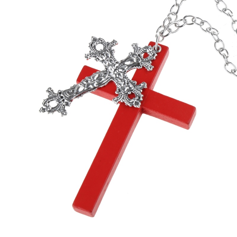 Vòng Cổ choker Bằng Gỗ Mặt Thánh Giá Phong Cách gothic punk