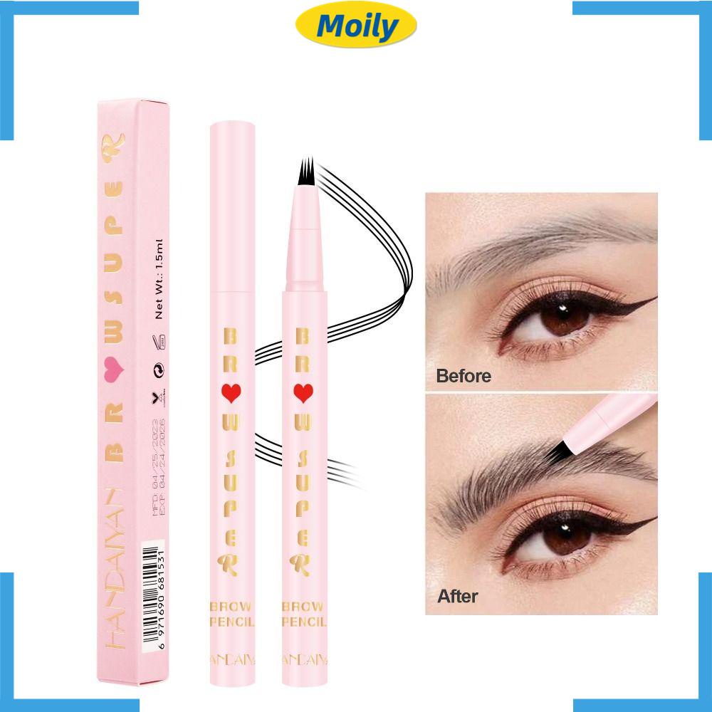 MOILYVN Bút Kẻ Lông Mày Màu Đen &amp; Cà Phê Tự Nhiên Chống Nước Lâu Trôi Kèm Nắp Chuốt Chuyên Nghiệp