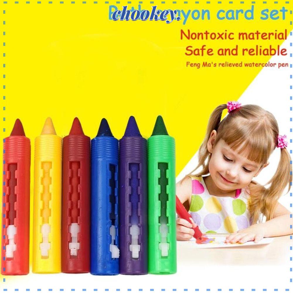 CHOOKEY Hộp 6 Bút Màu Sắc Graffiti Sáng Tạo Dễ Tẩy Rửa Dành Cho Trẻ Em