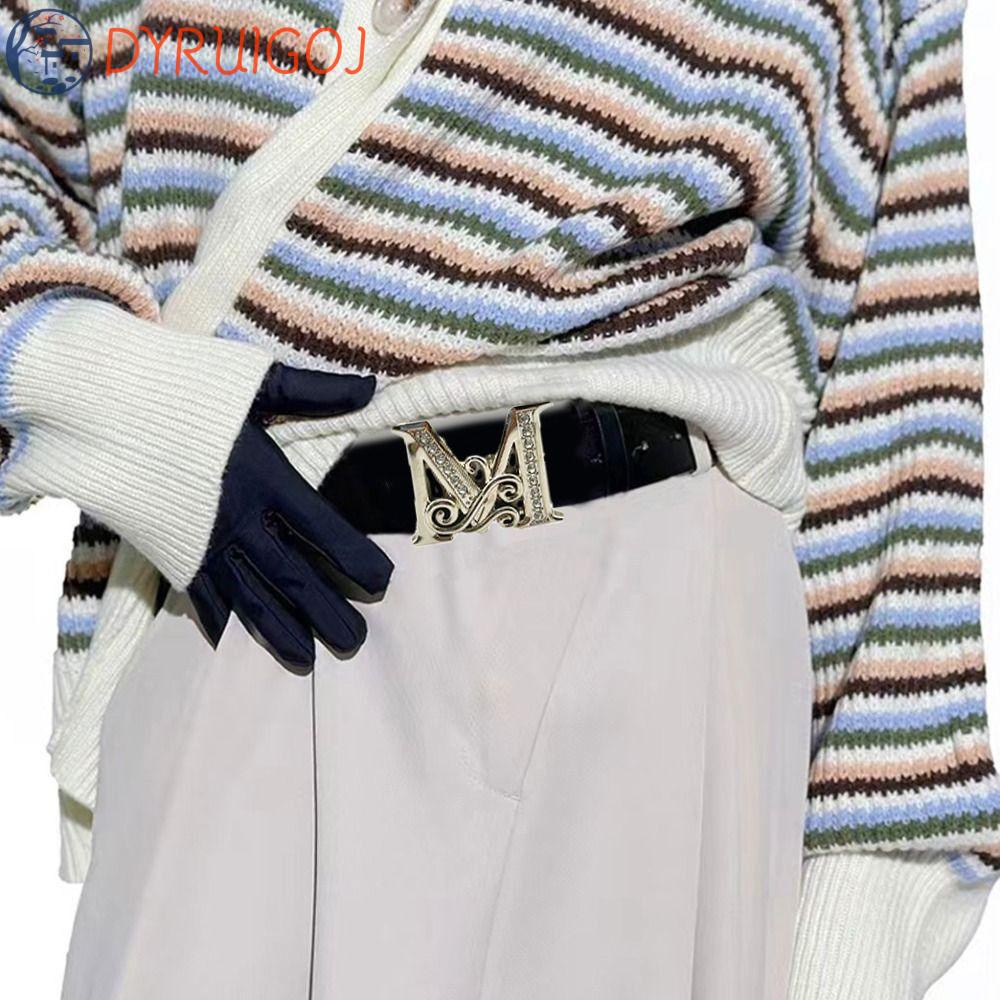 DYRUIDOJ Thắt Lưng Màu Đen Khóa Kim Loại Thời Trang Cho Nam Nữ