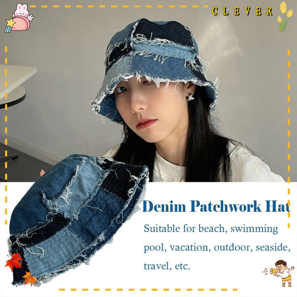 CLEVER Nón Denim Rộng Vành Thoải Mái Thời Trang Unisex