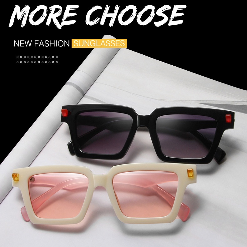 Kính Mát Gọng Vuông Kim Loại Thời Trang Cho Nam Nữ