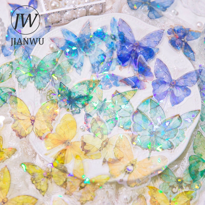 Set 30 Tấm Hình Dán PET Goo Họa Tiết Bướm Vintage Sáng Tạo DIY