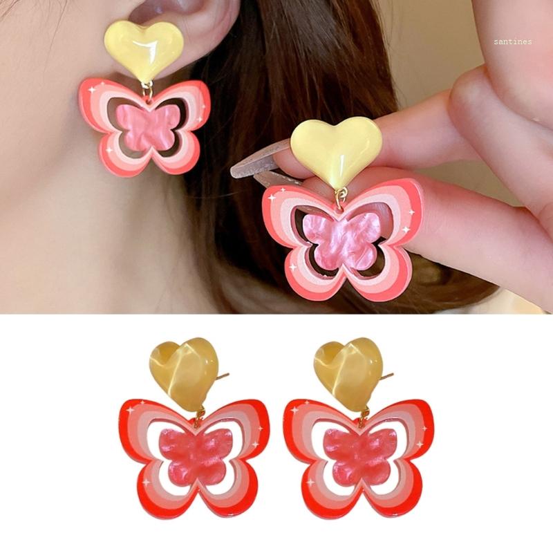 Bông Tai Hình Bướm Bằng Acrylic Nhiều Màu Sắc Phong Cách Âu Mỹ