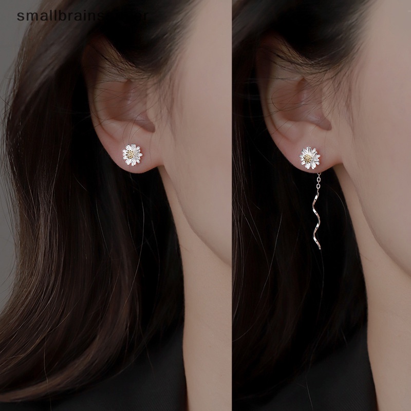 1 Đôi Bông Tai Bạc Dáng Dài Hình Hoa Cúc Phối Tua Rua Thời Trang Cho Nữ SBS