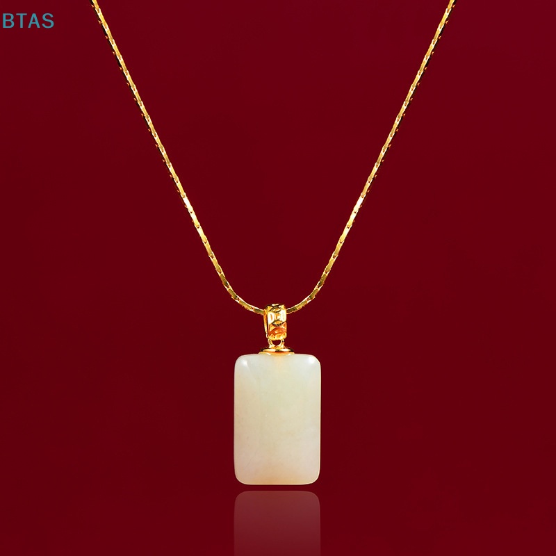 Vòng cổ Mặt Vuông Đính Đá Ngọc Bích Phong Cách Vintage Thời Trang Cho Nữ