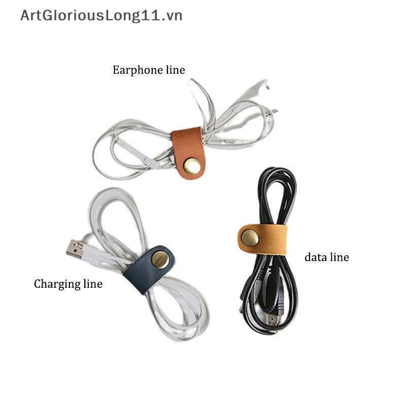 Kẹp Da Quấn Dây Cáp Sạc USB Để Bàn Bảo Vệ Mang Đi Tiện Lợi