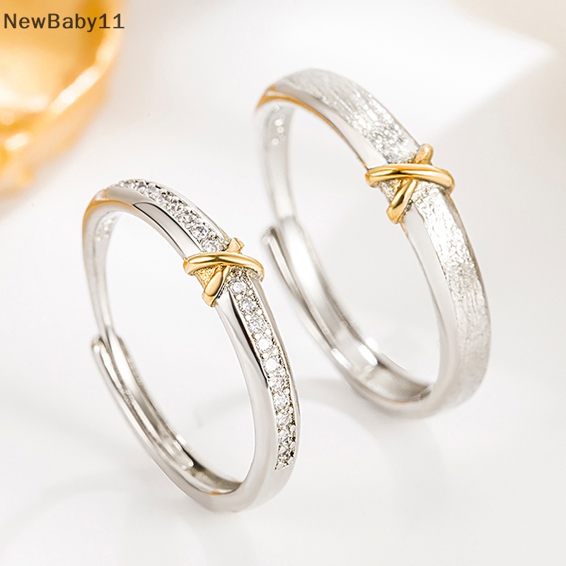 Nhẫn Hở Đính Đá Zircon Hình Trái Tim Có Thể Điều Chỉnh Phong Cách Hàn Quốc Cho Cặp Đôi