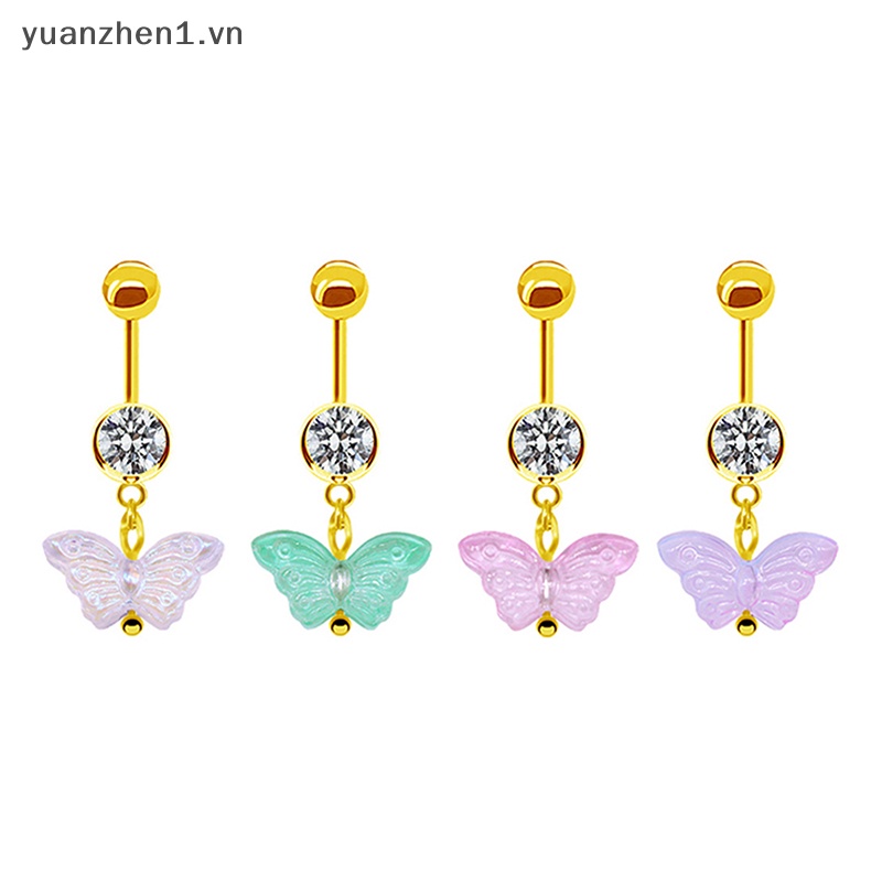 Khuyên Rốn Hình Bướm Đính Đá Bằng Thép Không Gỉ Thời Trang Cho Nữ