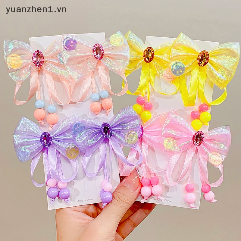 Kẹp Tóc Nơ Đính Đá Nhiều Màu Sắc Kiểu Công Chúa Xinh Xắn Cho Bé Gái