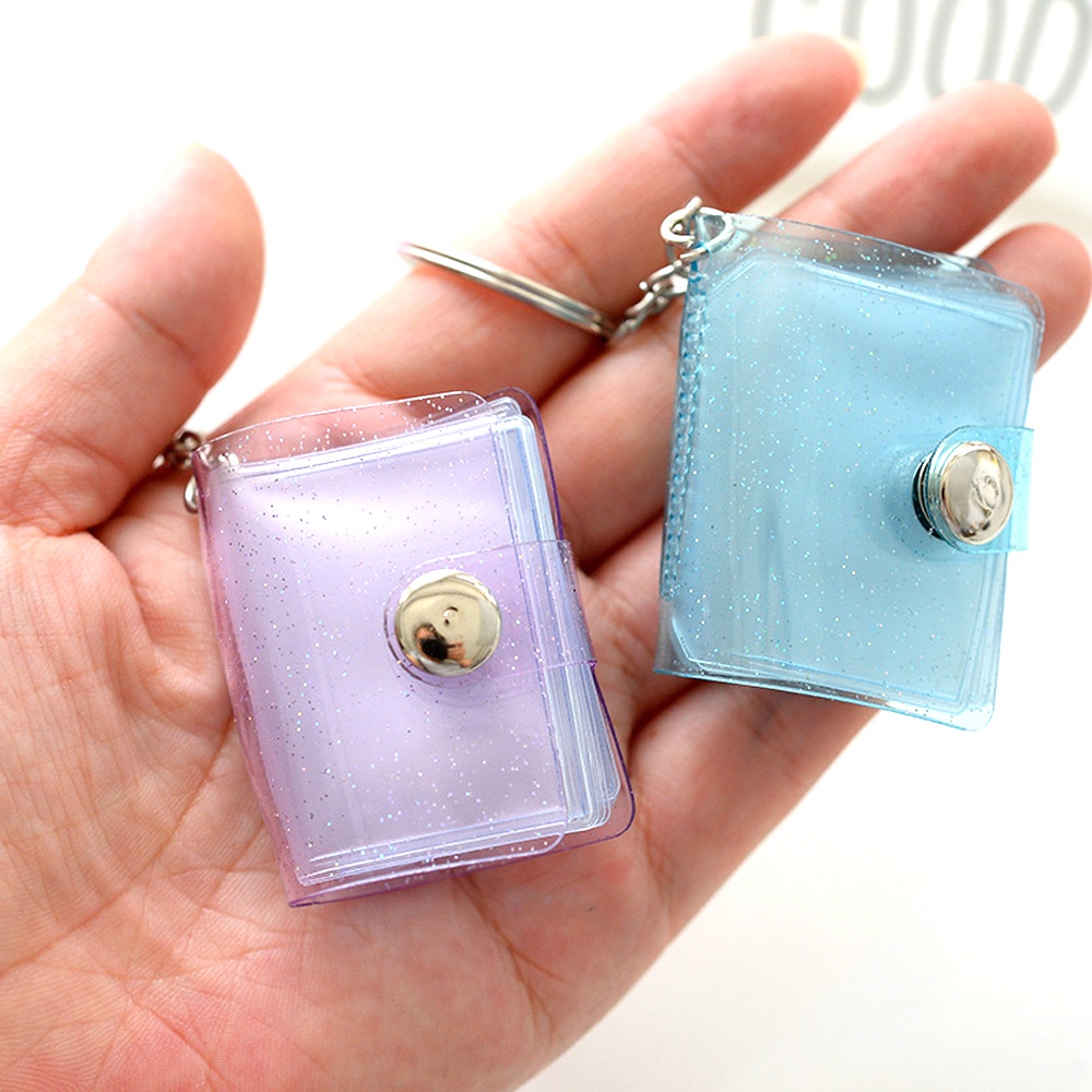 Album Đựng Thẻ 1 / 2 Inch Mini Bằng PVC Trong Suốt Kèm Móc Khóa Và 16 Thẻ Tiện Dụng