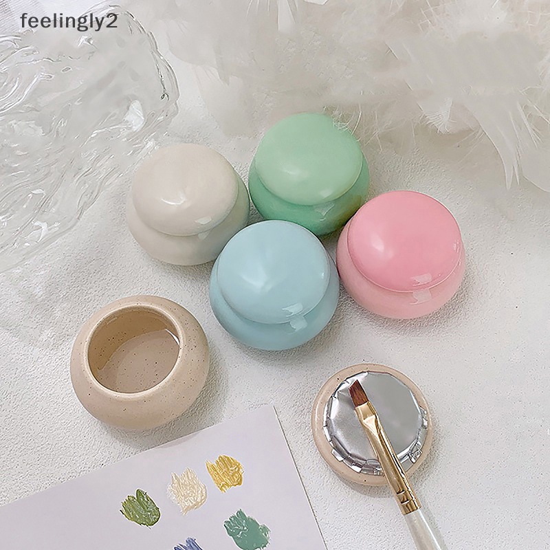 Cốc Sứ Rửa Móng Tay Có Giá Đỡ Có Nắp Đậy Tiện Dụng