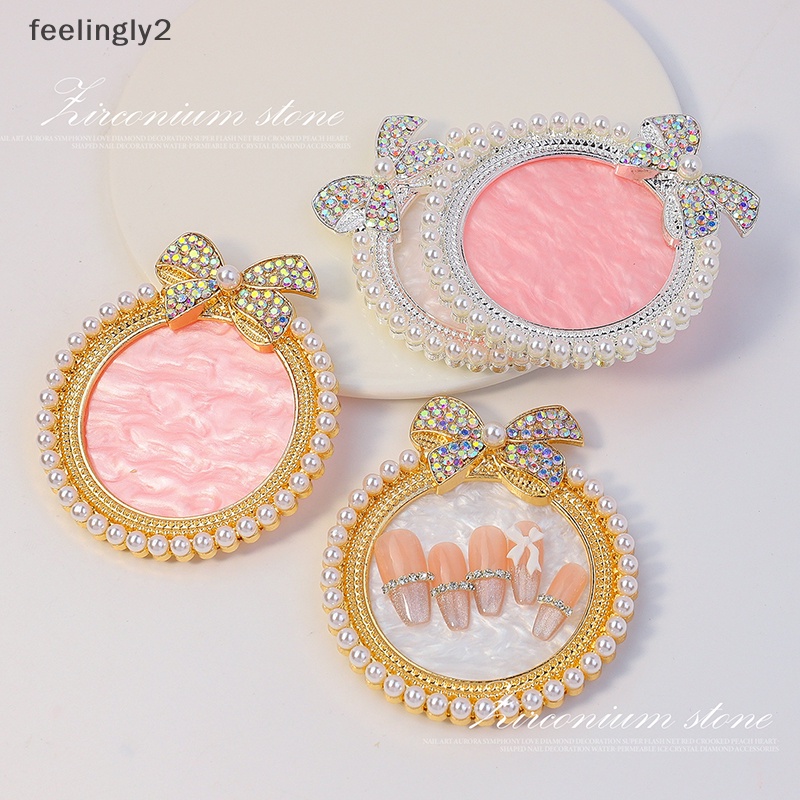 1 Giá Đỡ Trưng Bày Móng Tay Giả Bằng Nhựa Resin Hình Ruy Băng Đính Ngọc Trai