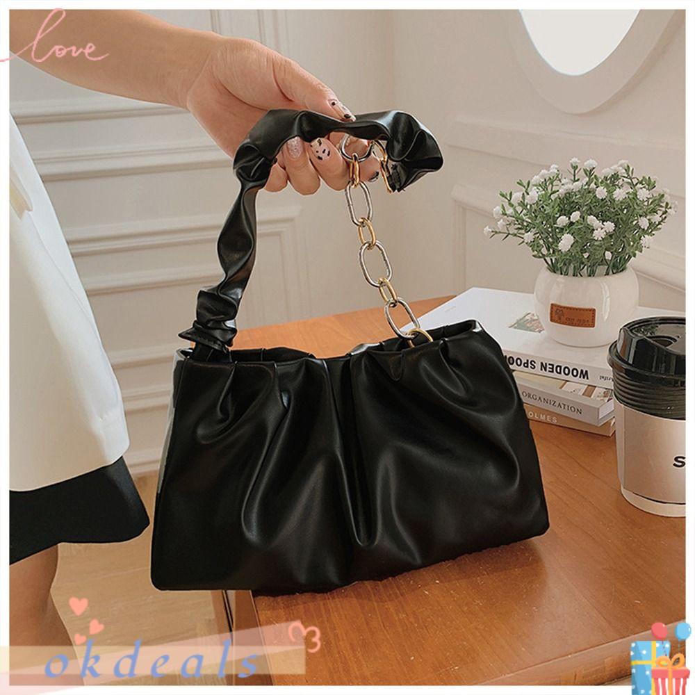 OKDEALS Túi Xách Da PU Cỡ Lớn Màu Trơn Thanh Lịch Cho Nữ