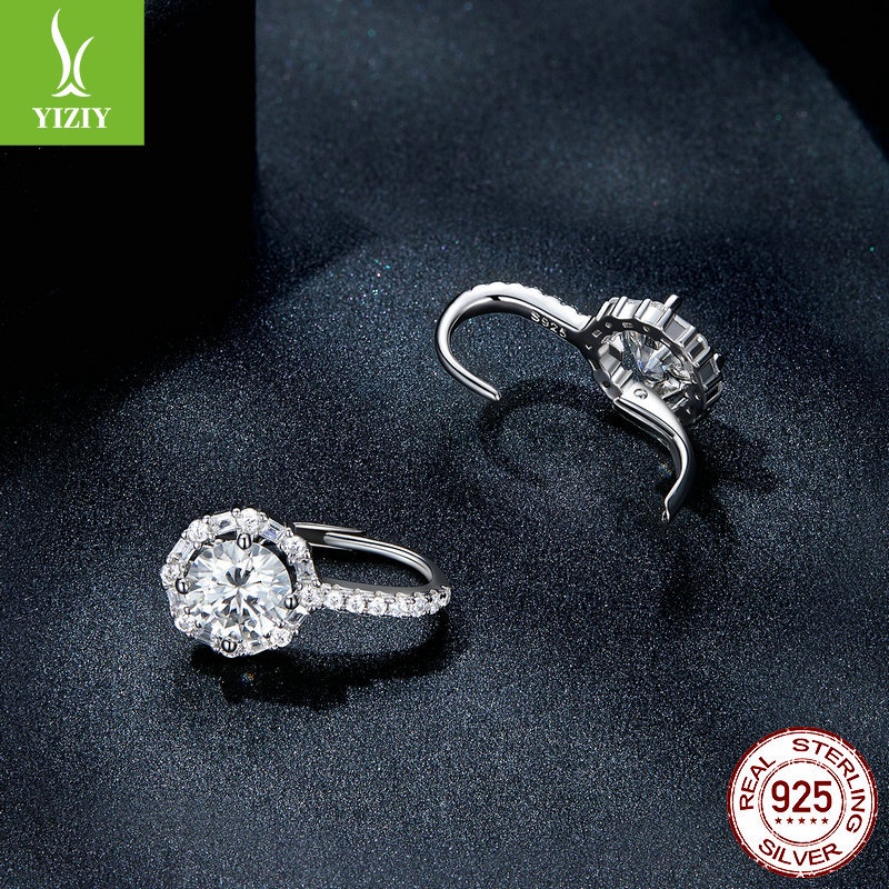 Moissanite  Bông tai Nữ 925 Bạc 1CT có thể được phát hiện bằng bút kim cương, bông tai cao quý
