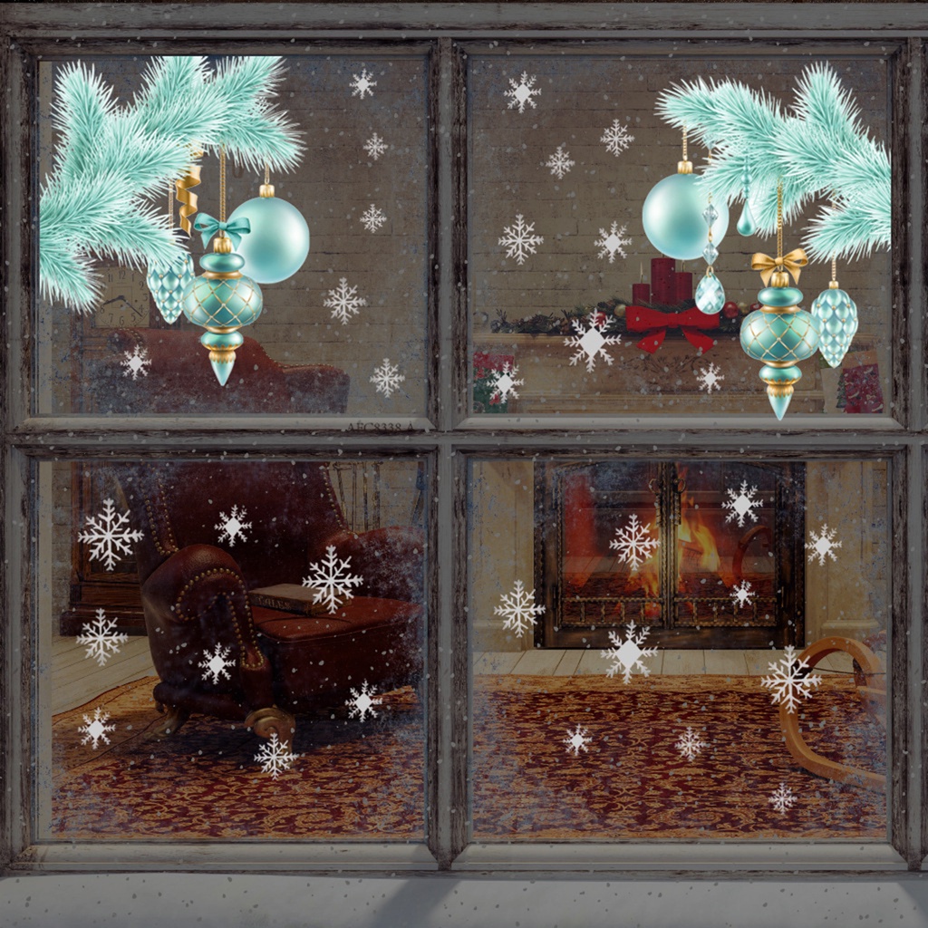 1 Set Sticker Dán Cửa Kính Bằng PVC Họa Tiết Hoa Tuyết Dễ Thương Bắt Mắt