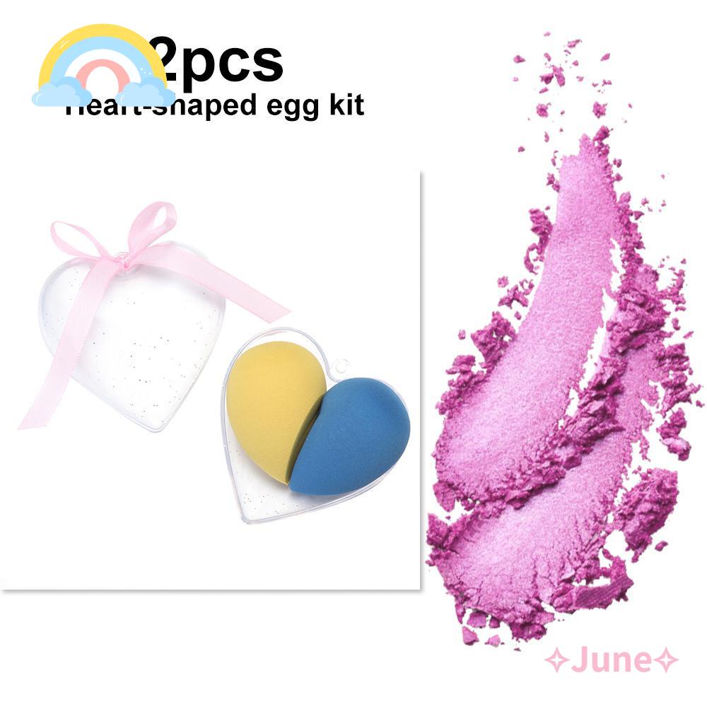 JUNE Mút Trang Điểm Ướt Và Khô Mini Nhiều Màu Sắc Hình Trái Tim
