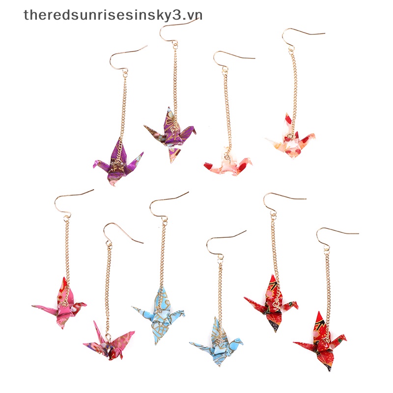 # # Bông Tai Kranich Origami Miniblings Bird Cranes Faltkunst Senbazuru Paper.