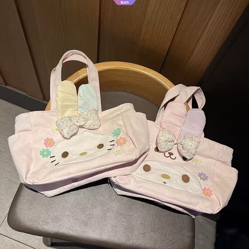 Sanrio Túi vải Sức Chứa Lớn Họa Tiết My Melody Dễ Thương Có Khóa Kéo Cho Nữ