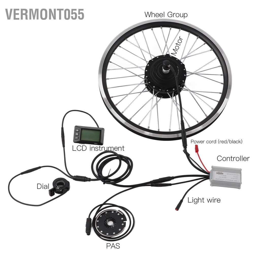 Vermont055 Xe đạp điện 36V 250W Bộ chuyển đổi động cơ bánh trước 20 inch với màn hình điều khiển