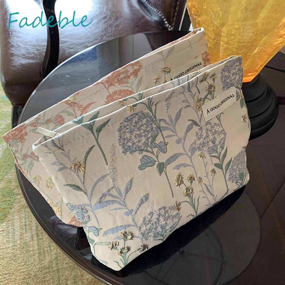 Túi Đựng Mỹ Phẩm Catton Sức Chứa Lớn Họa Tiết Hoa Dành Cho Nữ