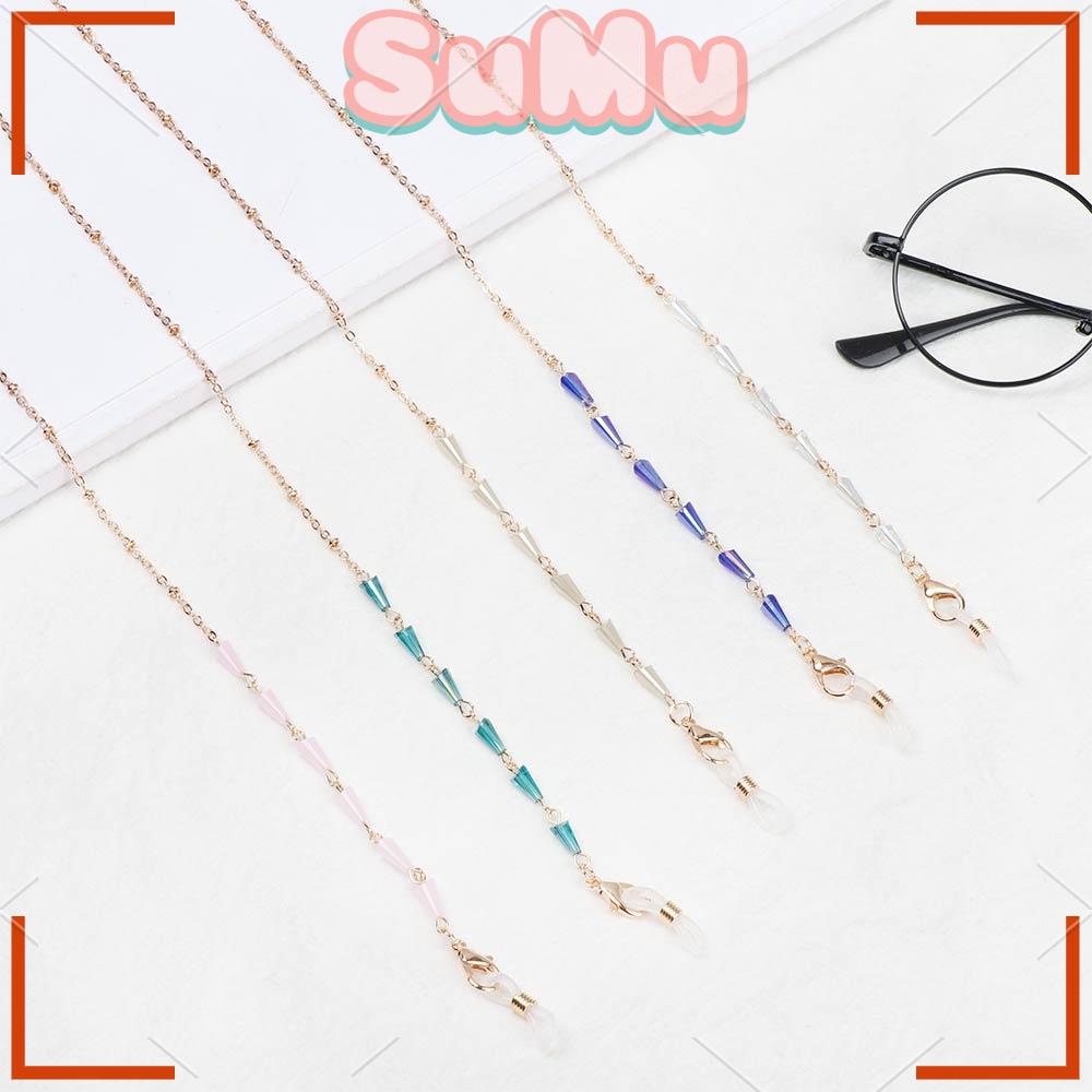 SUMU Dây Đeo Mắt Kính Đính Hạt Pha Lê Kim Loại