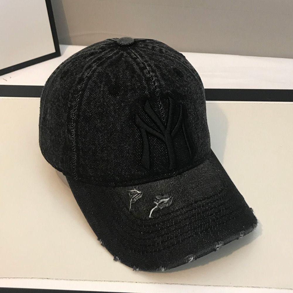 MIQUEL Mũ Lưỡi Trai Denim Thêu Họa Tiết Phong Cách Punk Hiphop Đường Phố