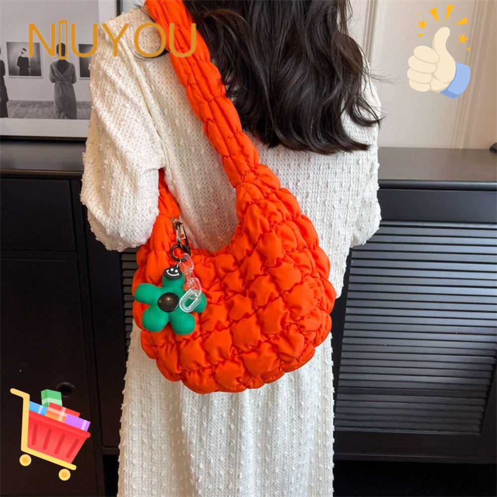 NIUYOU Túi Đeo Vai Bằng Cotton Màu Trơn Thêu Họa Tiết Kẻ Sọc Caro Phong Cách Hàn Quốc Mới Cho Nữ