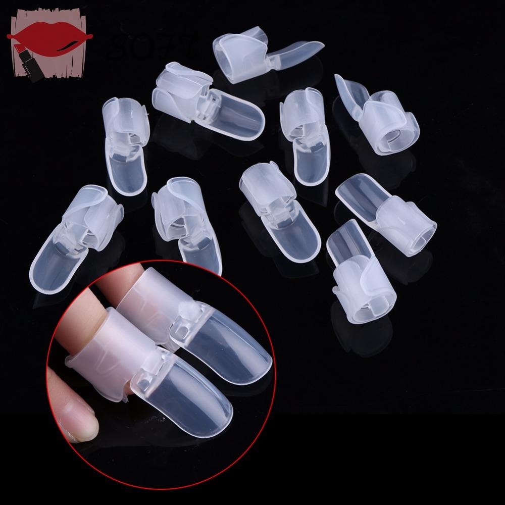 SOFTNESS Bộ 10 Kẹp Trong Suốt Bảo Vệ Móng Tay Ốp