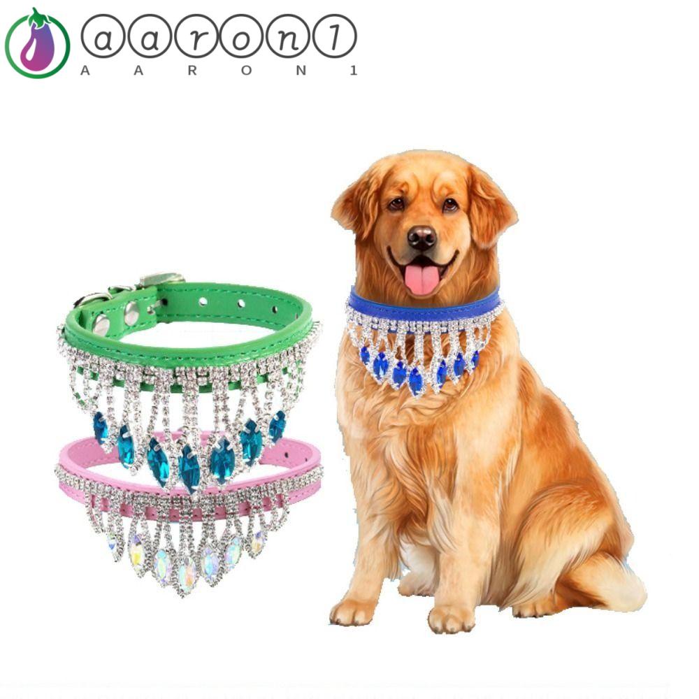 AARON1 Vòng Cổ ĐíNh Đá BằNg Da Cho Thú Cưng