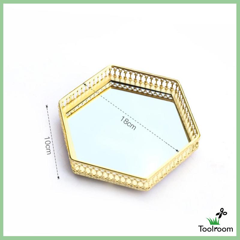 Khay Đựng Trang Sức / Nến / Mỹ Phẩm Bằng Kính Kiểu Vintage Có Gương Trang Trí