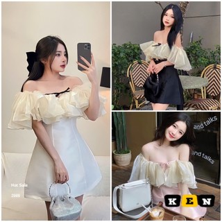 Váy Trễ Vai Tafta Phối Tơ Óng Dây Buộc Ngực 3 Màu, Đầm Dự Tiệc BY JOLIE lan..shop