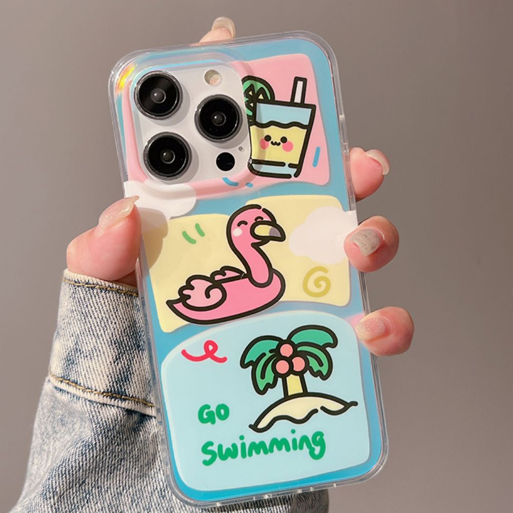 Ốp Điện Thoại TPU Mềm Chống Sốc Họa Tiết Cây Dừa / Vịt Cho IPhone 14 13 12 11 Pro Max X XR 8 7 Plus